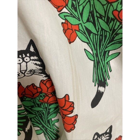 1 Vintage Burlington B KLIBAN CAT Red Roses Bouquet Twin Flat Sheet USA Vibrant - Picture 9 of 9